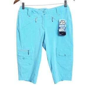 Jamie Sadock Womens Knee Capri Cargo Bermuda Golf Shorts 0 Blue NWT Stretch